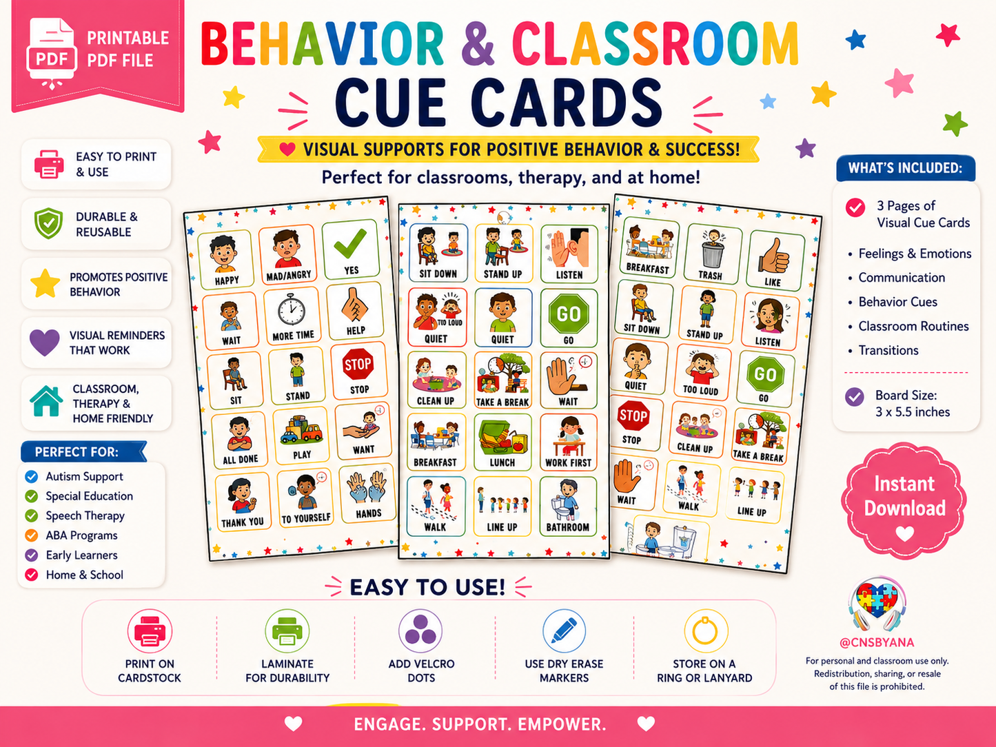 Digital product: Communication & Behavior Visual Support Bundle | Printable PDF
