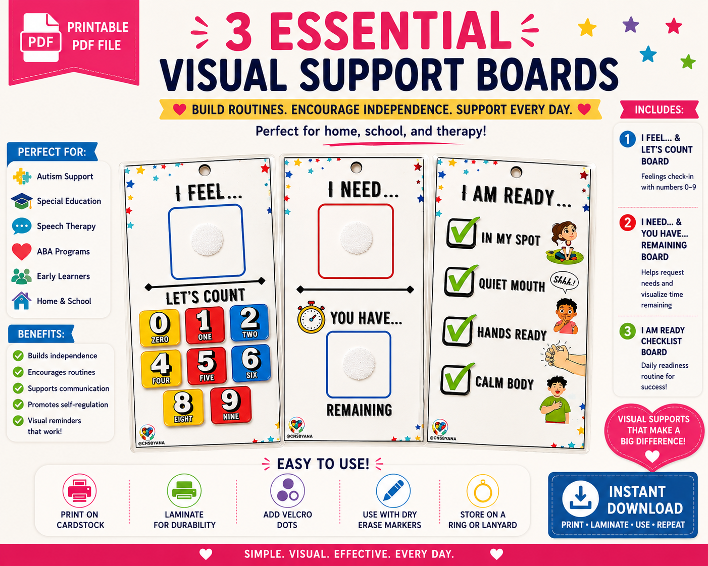 Digital product: Emotional Regulation & Classroom Readiness Visual Support Bundle | Printable PDF