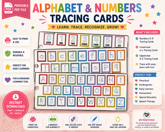 Digital product: Alphabet & Number Tracing Cards | Printable PDF