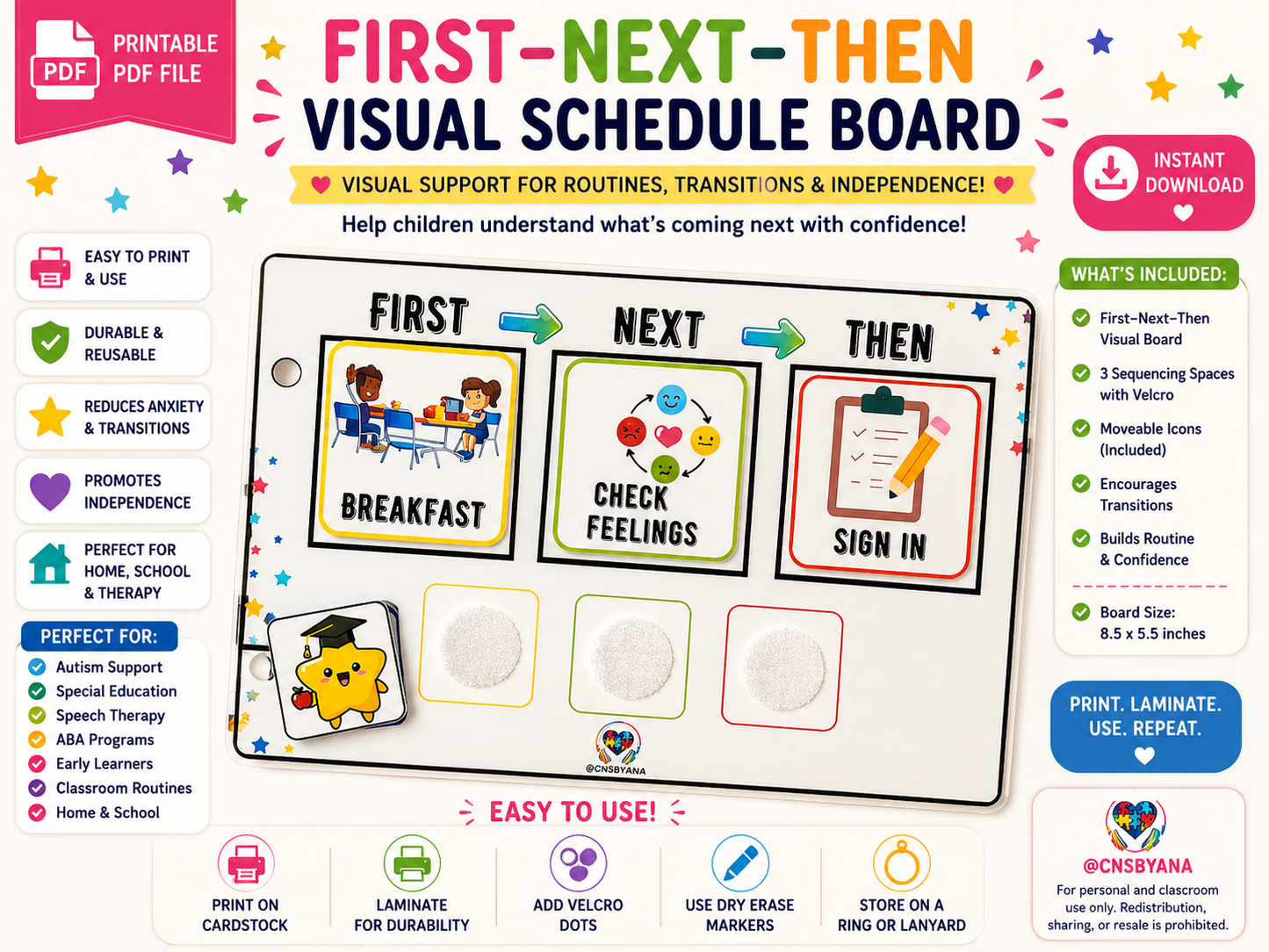 Digital product: First-Next-Then & Token Board Bundle | Printable PDF